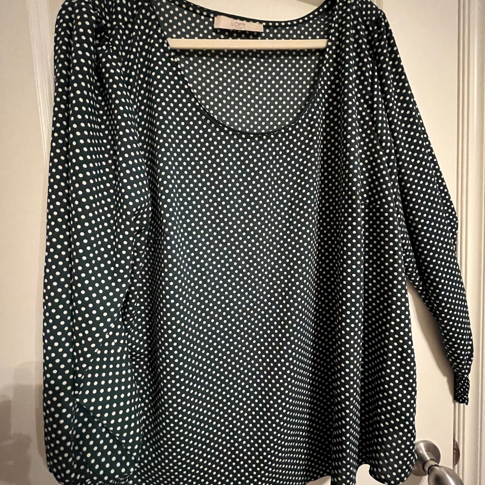 LOFT forest green long sleeve blouse